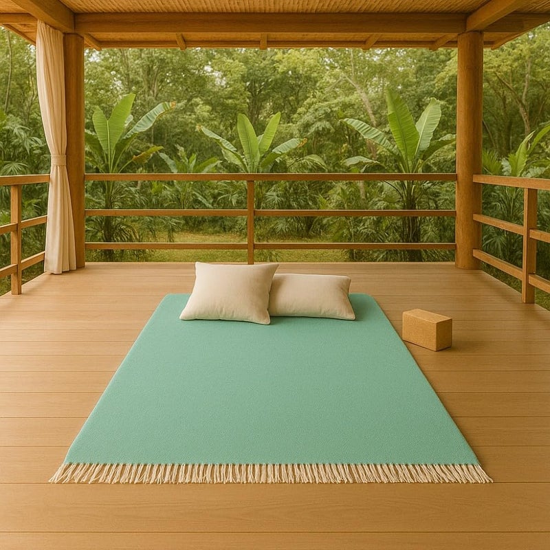 Open Road Goods Handmade Solid Color Yoga Blanket - Thick Mexican Blanket or Throw - Made for Yoga! (Mint Blanket) - Image 2